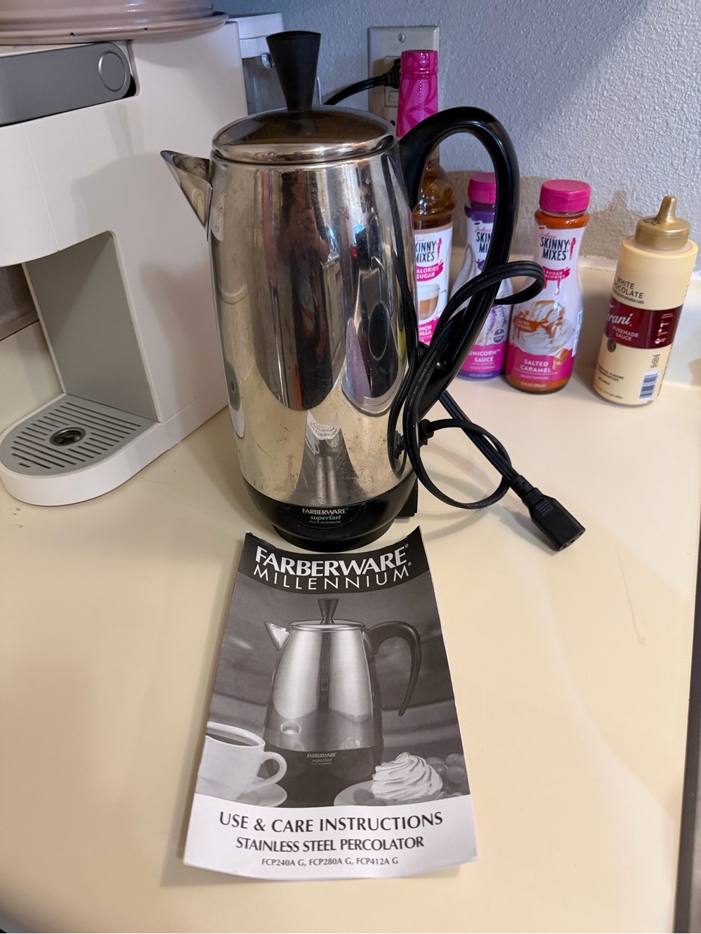 Farberware Stainless Steel Coffee Percolator with Black Handle